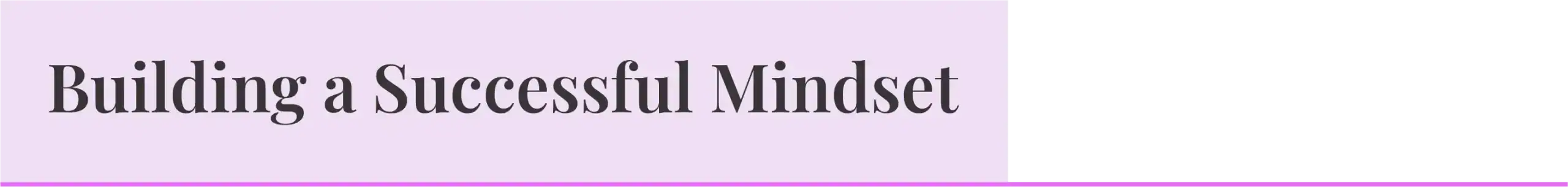 BSMlinemob Banner reading 'Building a Successful Mindset' on a light lavender background with a black right section and a magenta bottom edge.