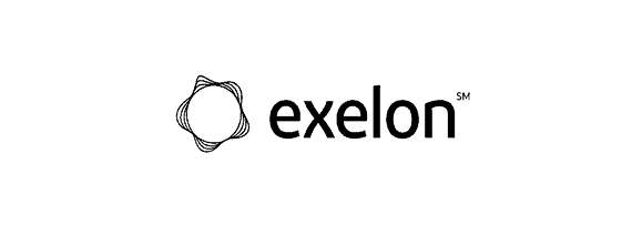 EX Exelon logo with circular geometric emblem and the word 'exelon'