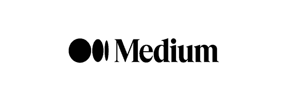 M Medium logo: black wordmark with circular emblem on the left
