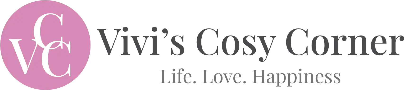 Logo: pink circle with overlapping 'VC' monogram, followed by the words 'V's Copy Corner' (brand name shown).