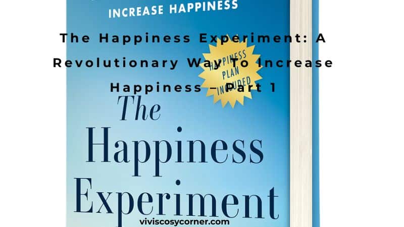 Book cover for The Happiness Experiment with a blue gradient background and a yellow starburst badge in the upper right area.