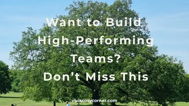 Promo banner: 'Want to Build High-Performing Teams? Don't Miss This' over a large tree against a blue sky; small URL at the bottom.